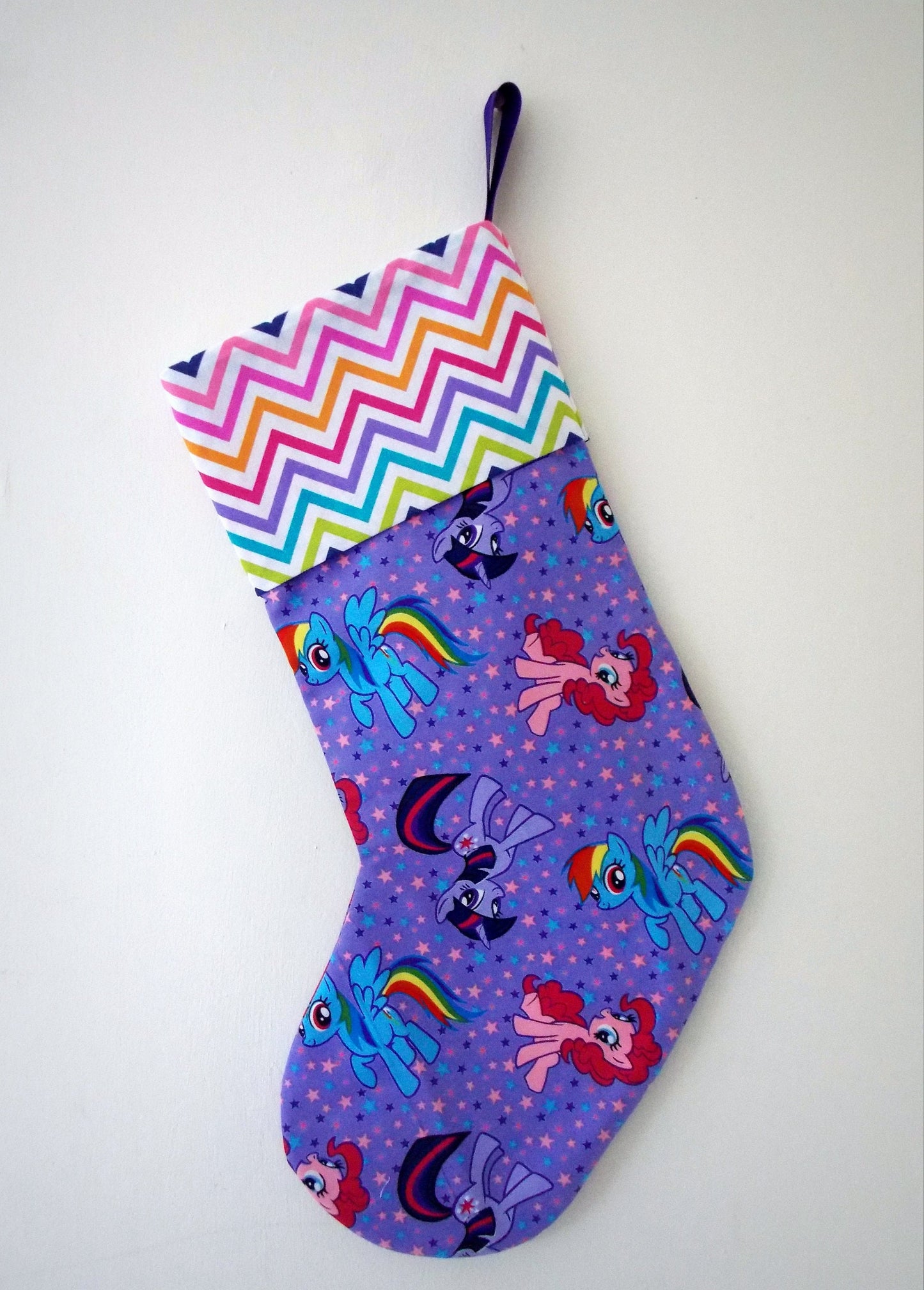Girls Purple Pony Handmade Christmas Stocking