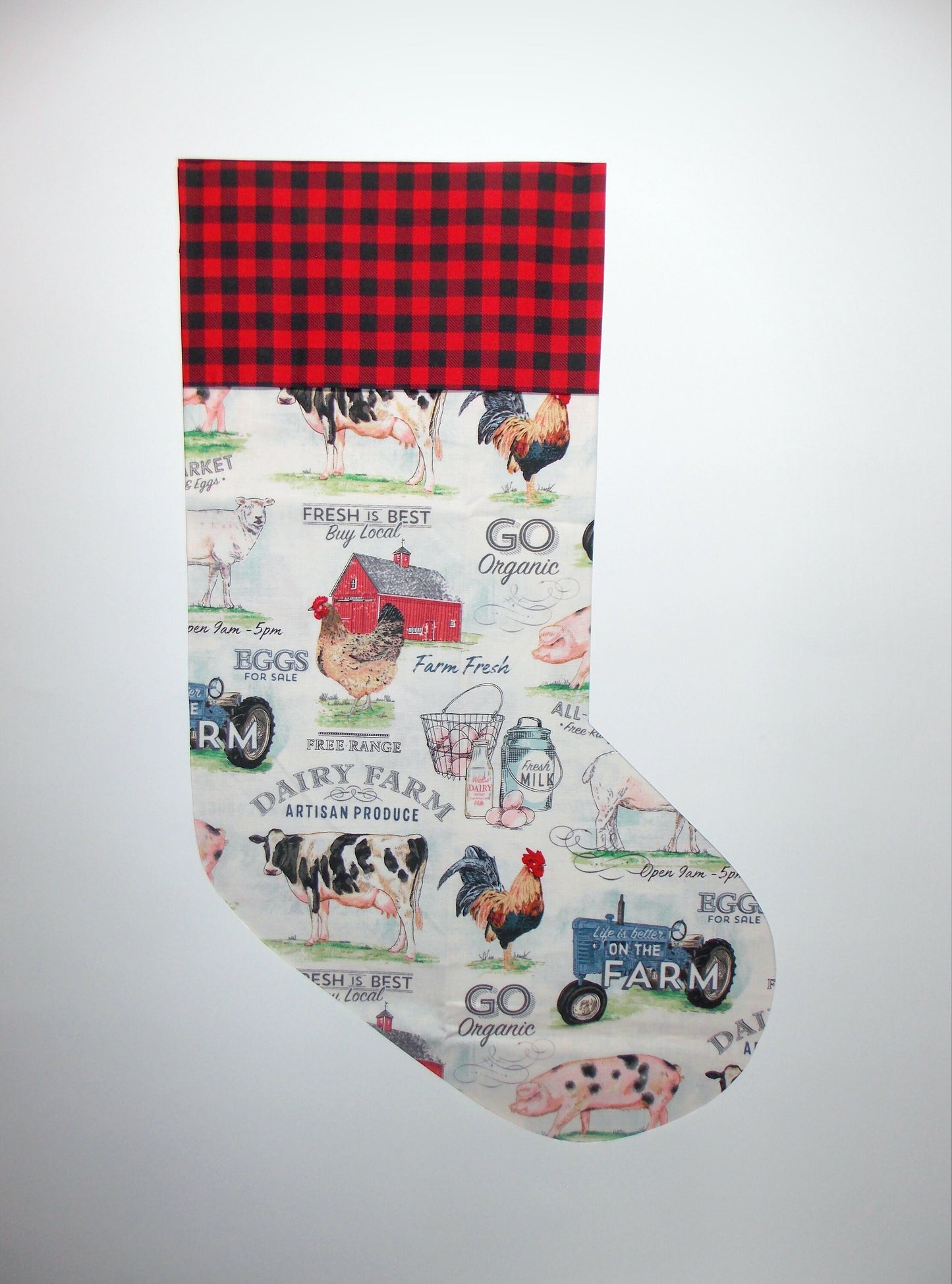 Handmade Christmas Stocking, DAIRY FARM, Farmers, Rustic Farmhouse Cow Ranch Style Decor