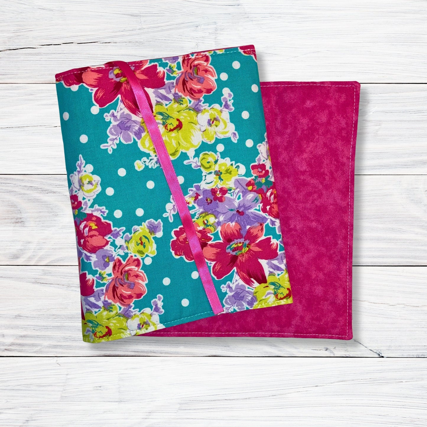 Pink and Blue Pretty Floral - Adjustable Book Cover