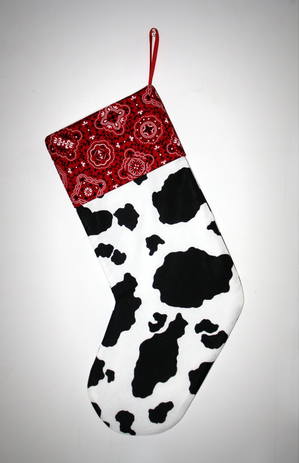 Handmade Christmas Stocking, DAIRY COW Rustic Farmhouse Ranch Style Decor
