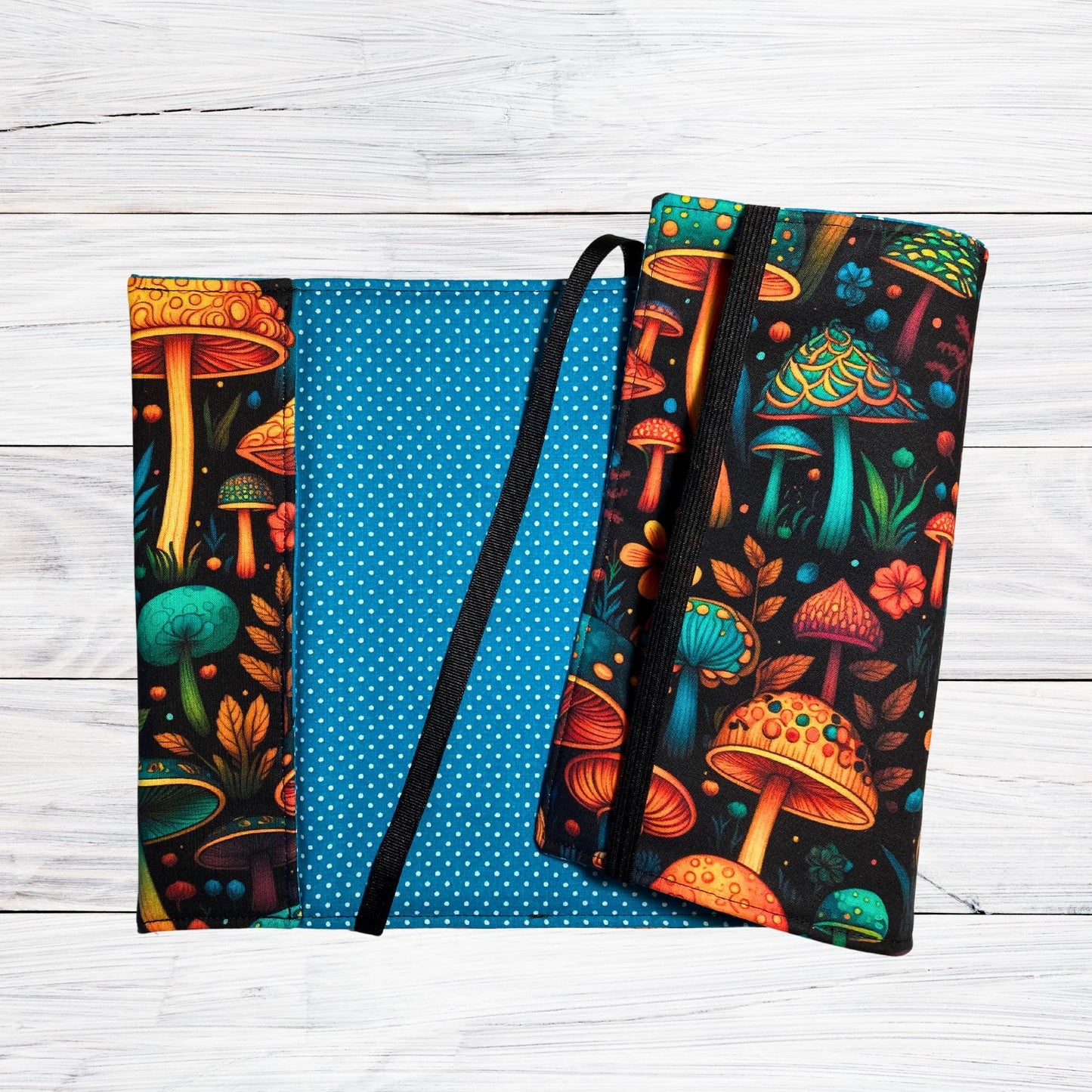 Colorful Mushrooms - Adjustable Fabric Book Cover