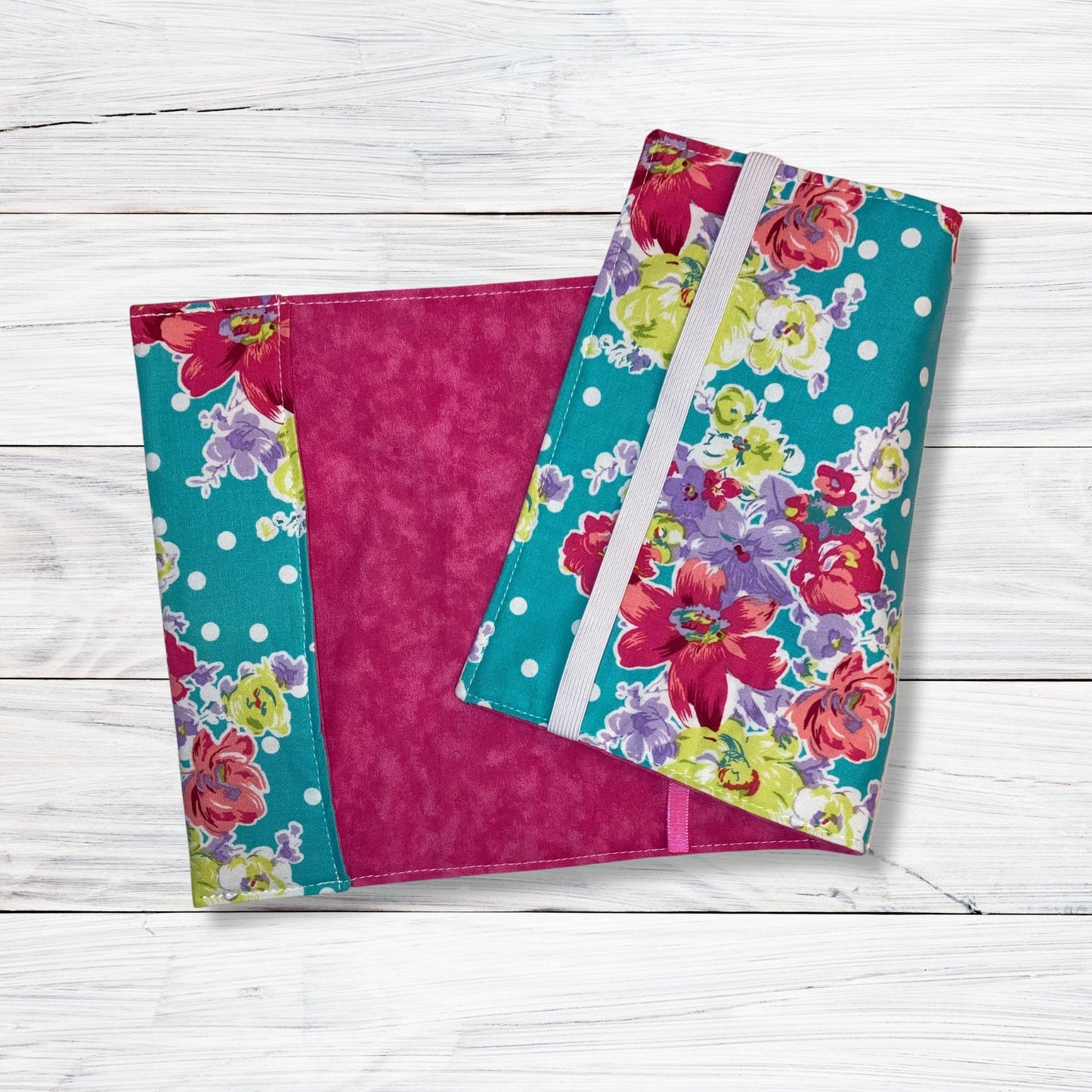 Pink and Blue Pretty Floral - Adjustable Book Cover