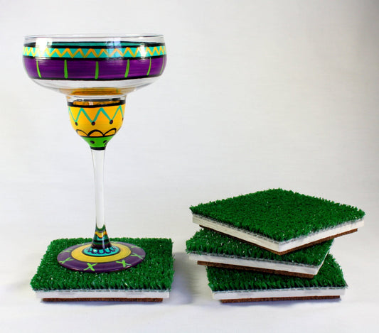 AstroTurf Sports Coasters – Set of 4, Handmade Man Cave Decor