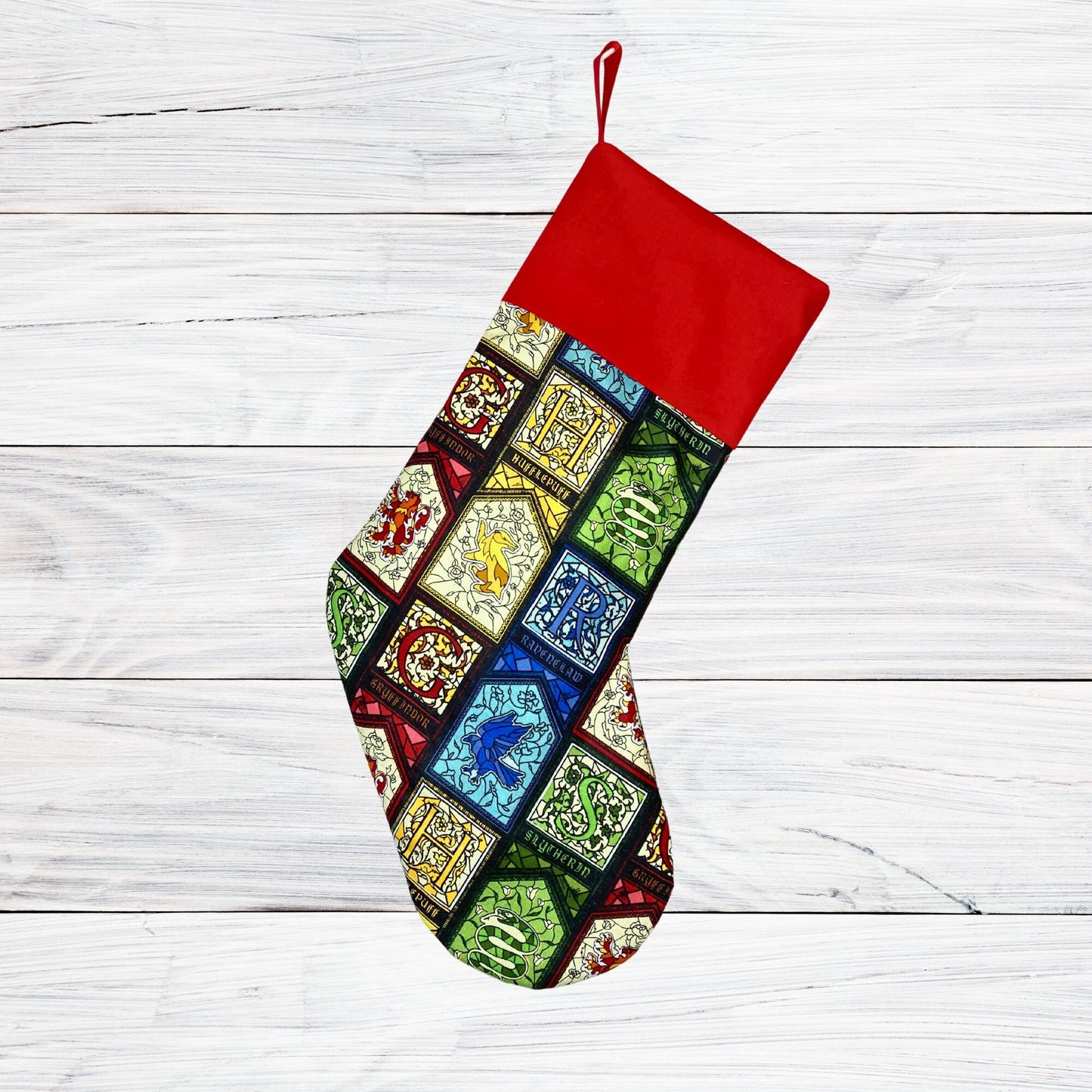 Wizard Housed Stained Glass Christmas Stocking