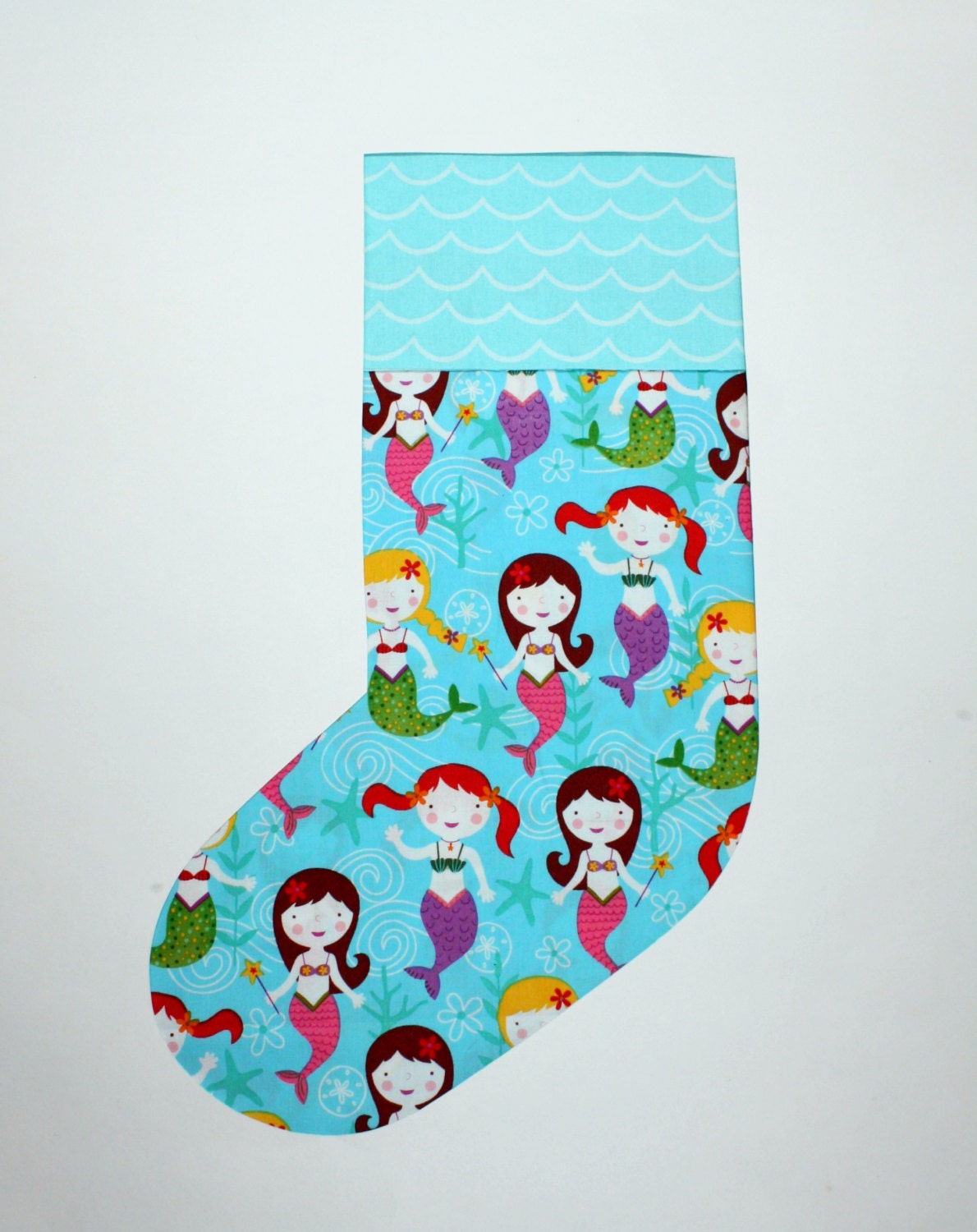 Little Girl Mermaid Christmas Stocking, Baby Girls First Christmas, Beach Christmas Decor