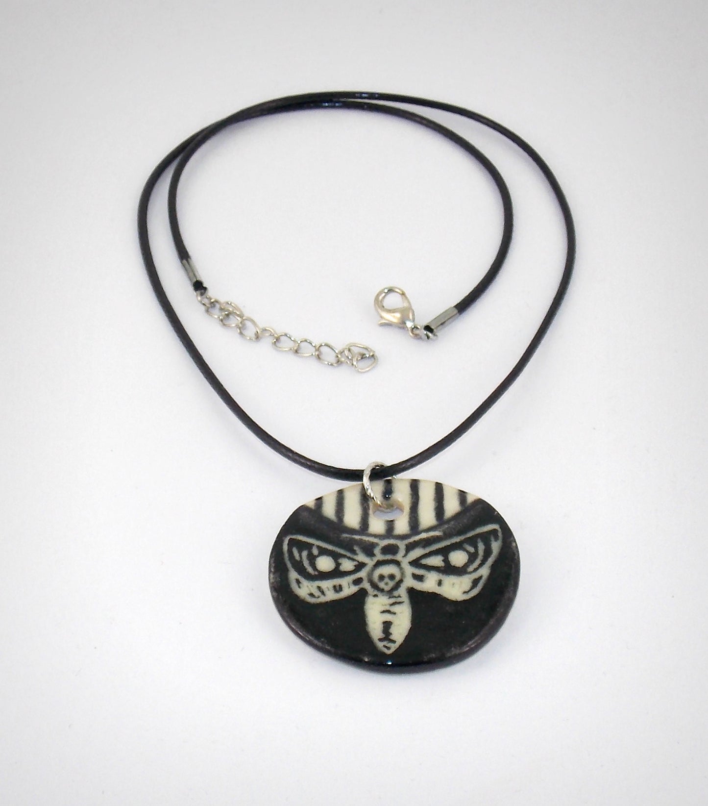 Skeleton Moth Handmade Jewelry Essential Oil Porcelain Pendant