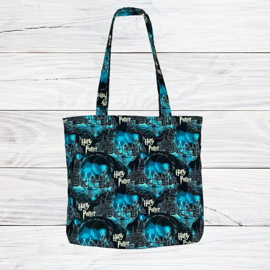 Blue Teal Wizard Handmade Tote Bag