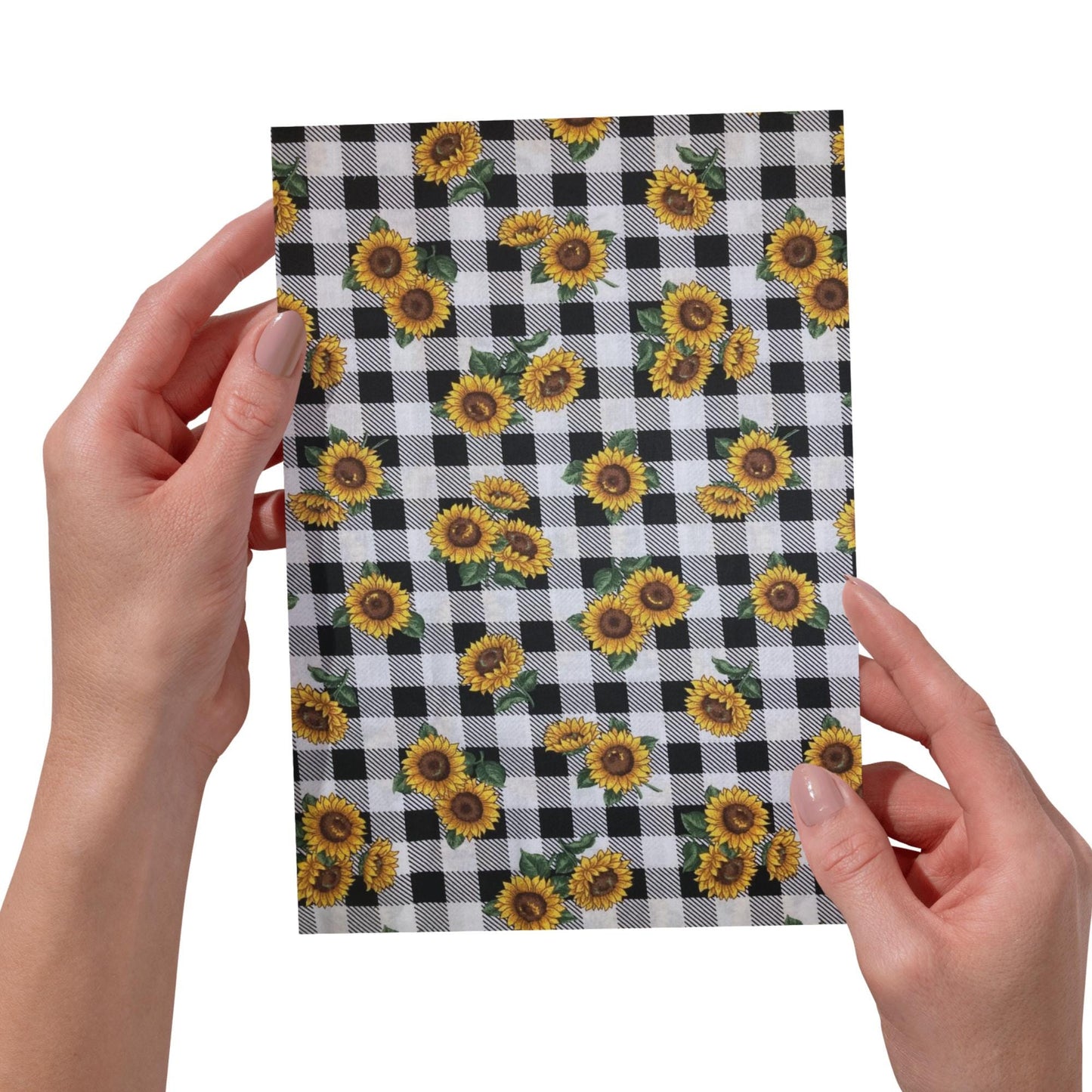 Sunflowers on Plaid Adjustable Book Cover