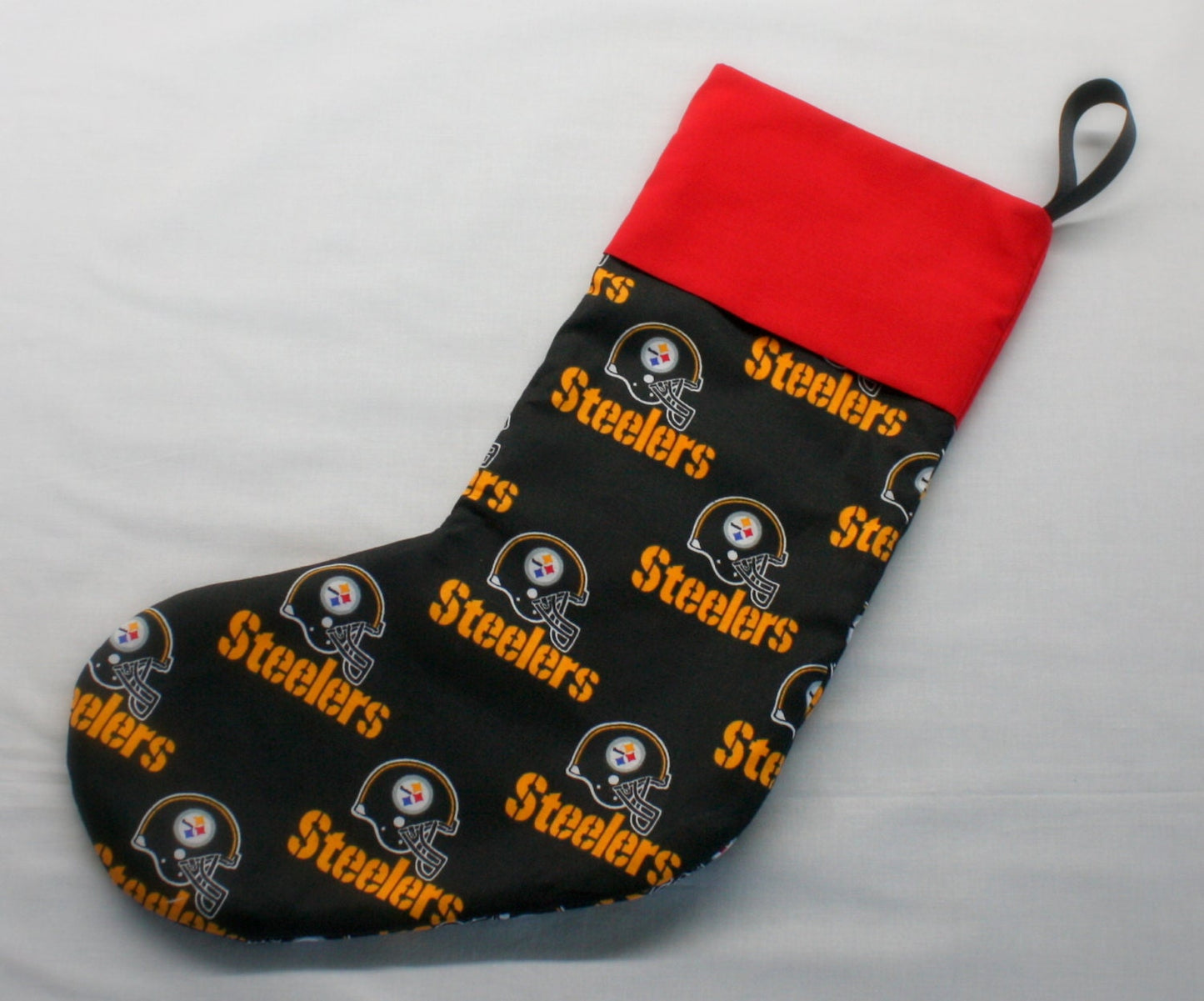 Sports Christmas Stocking, Steelers Pittsburgh, Man Cave Christmas Decor, Hand Made, Lined