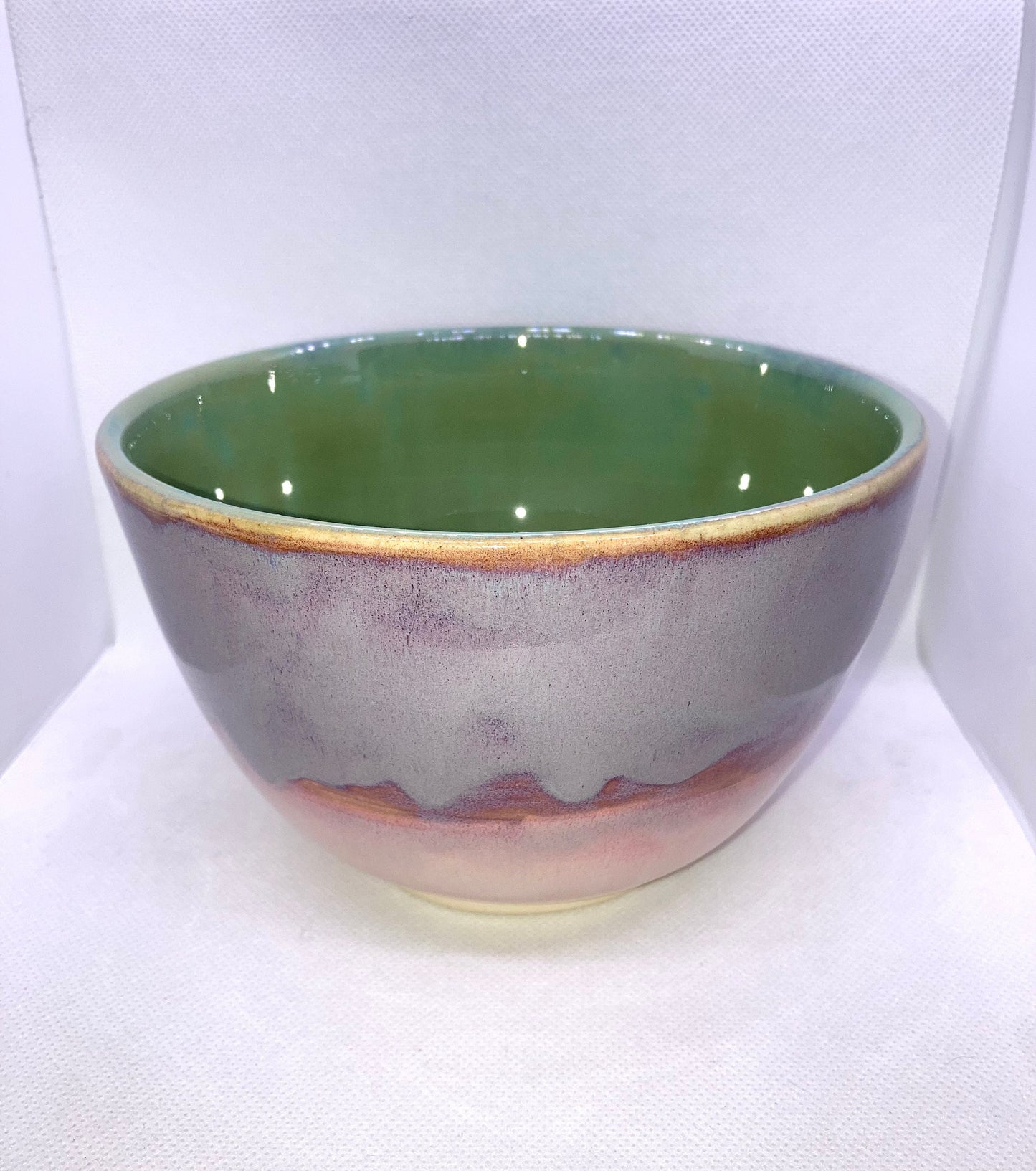 Handmade Pottery, Pink Purple Turquoise Bowl, Ceramics, Porcelain Mix FREE SHIPPING within usa