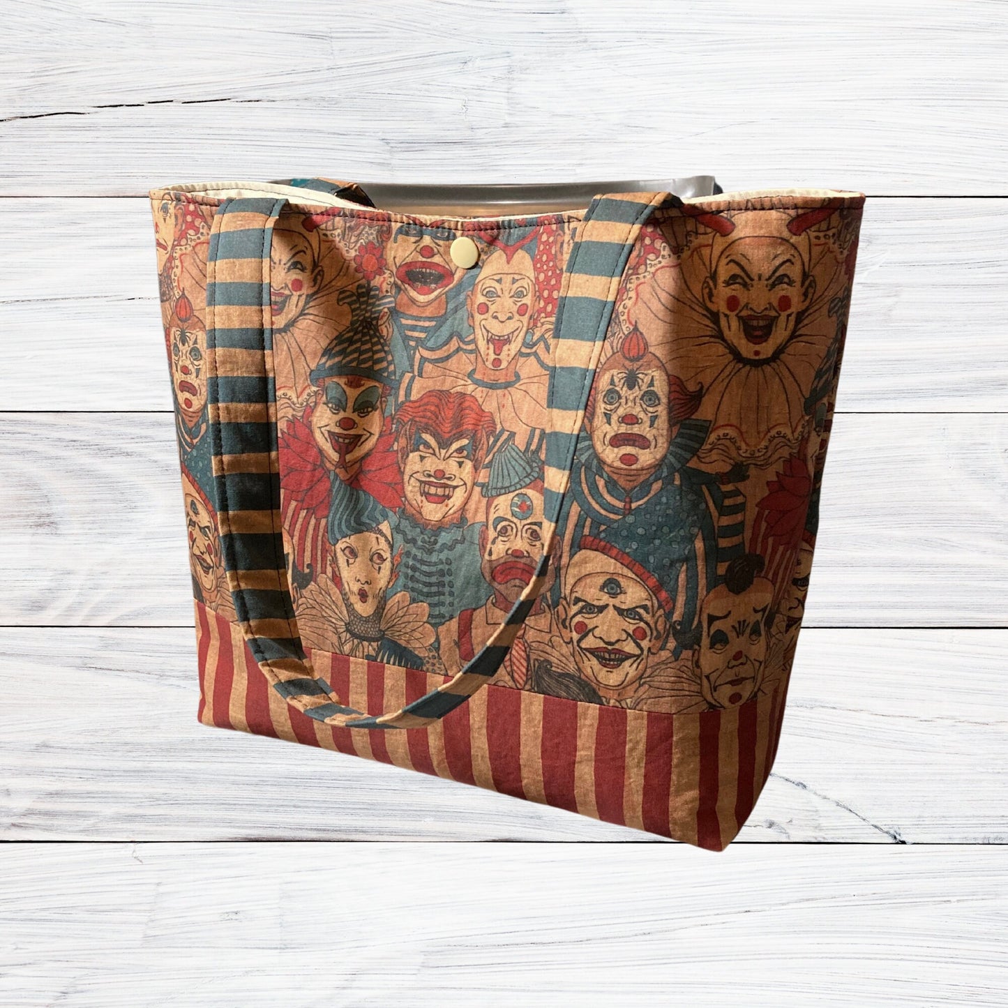 Creepy Clowns Shoulder Bag - BLUE Straps - Handmade Purse