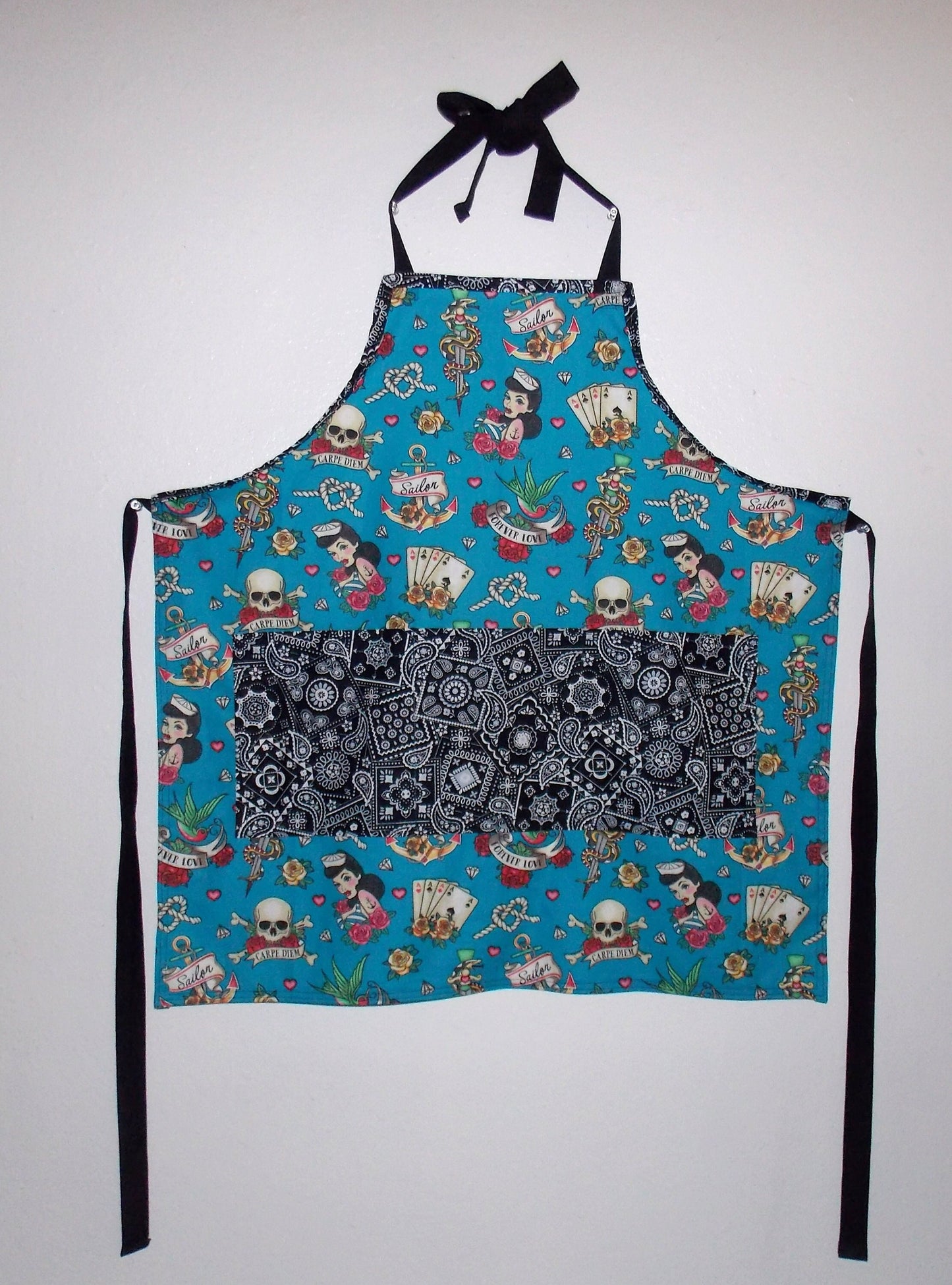 Tattoos Pin Up Girl Apron - Blue