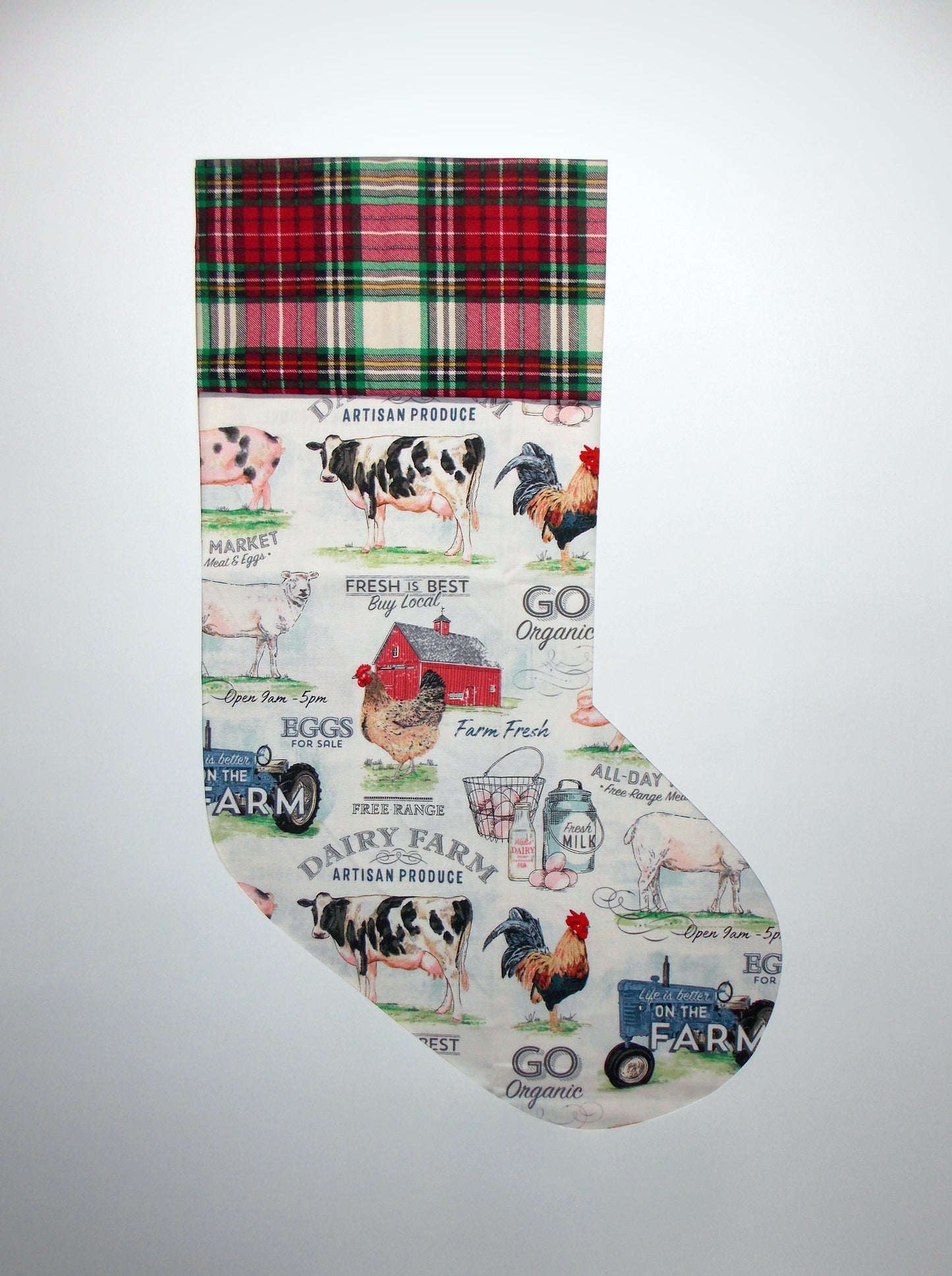 Handmade Christmas Stocking, DAIRY FARM, Farmers, Rustic Farmhouse Cow Ranch Style Decor