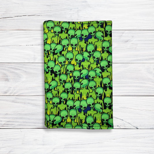 ALIENS Adjustable Book Cover, little green men ufo