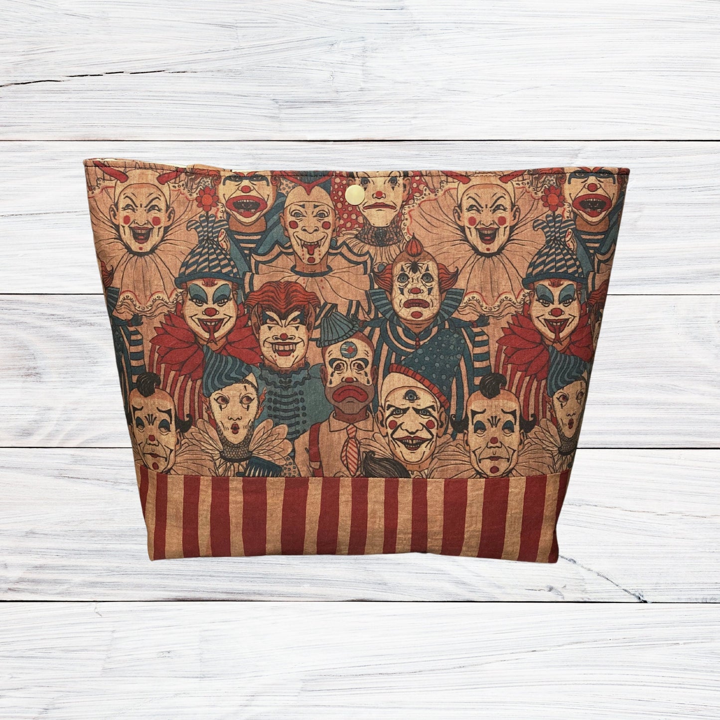 Creepy Clowns Shoulder Bag - BLUE Straps - Handmade Purse