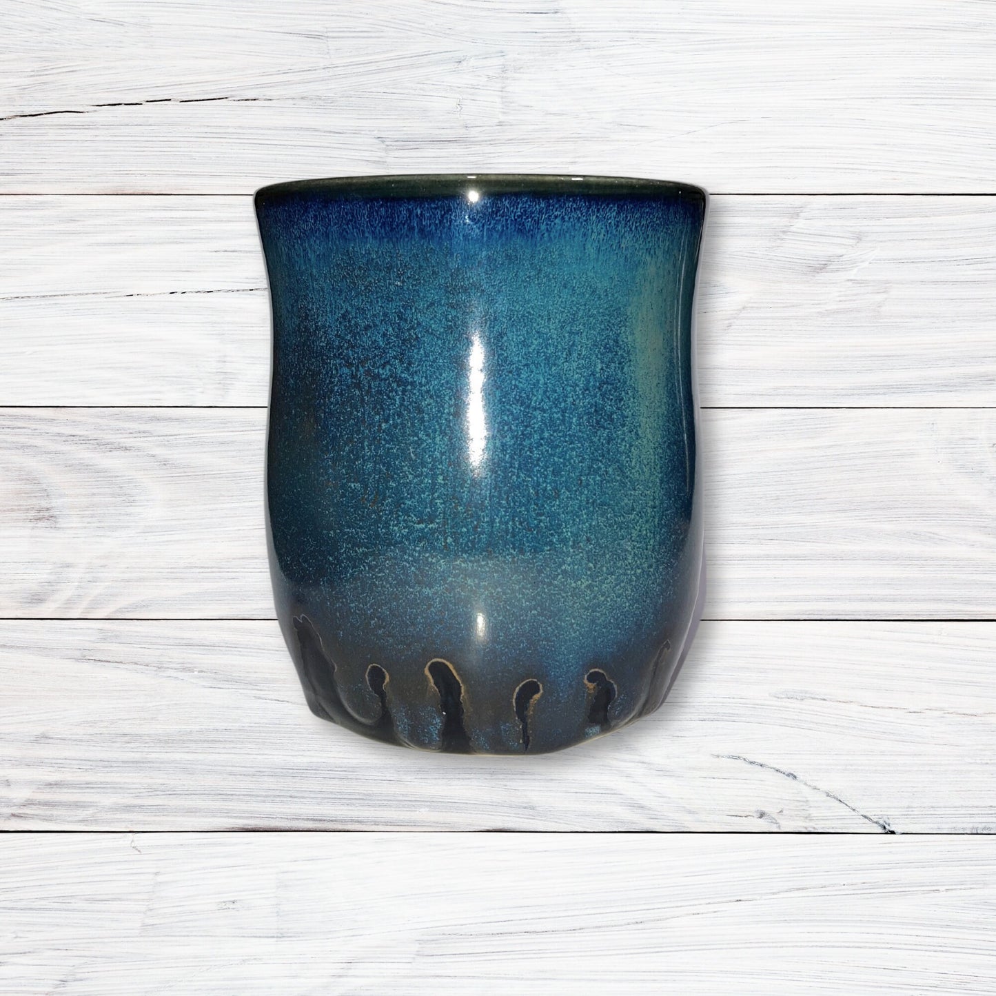Blue Tumbler Stoneware Cup Hand Thrown on Wheel, , Handmade Kitchenware