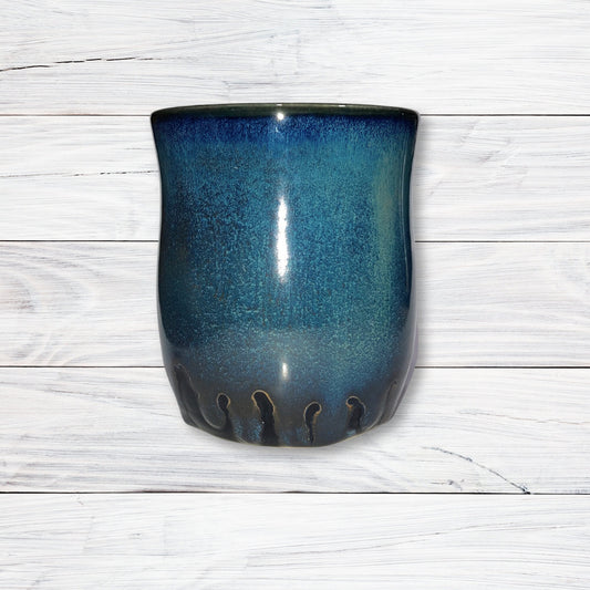Blue Tumbler Stoneware Cup Hand Thrown on Wheel, , Handmade Kitchenware