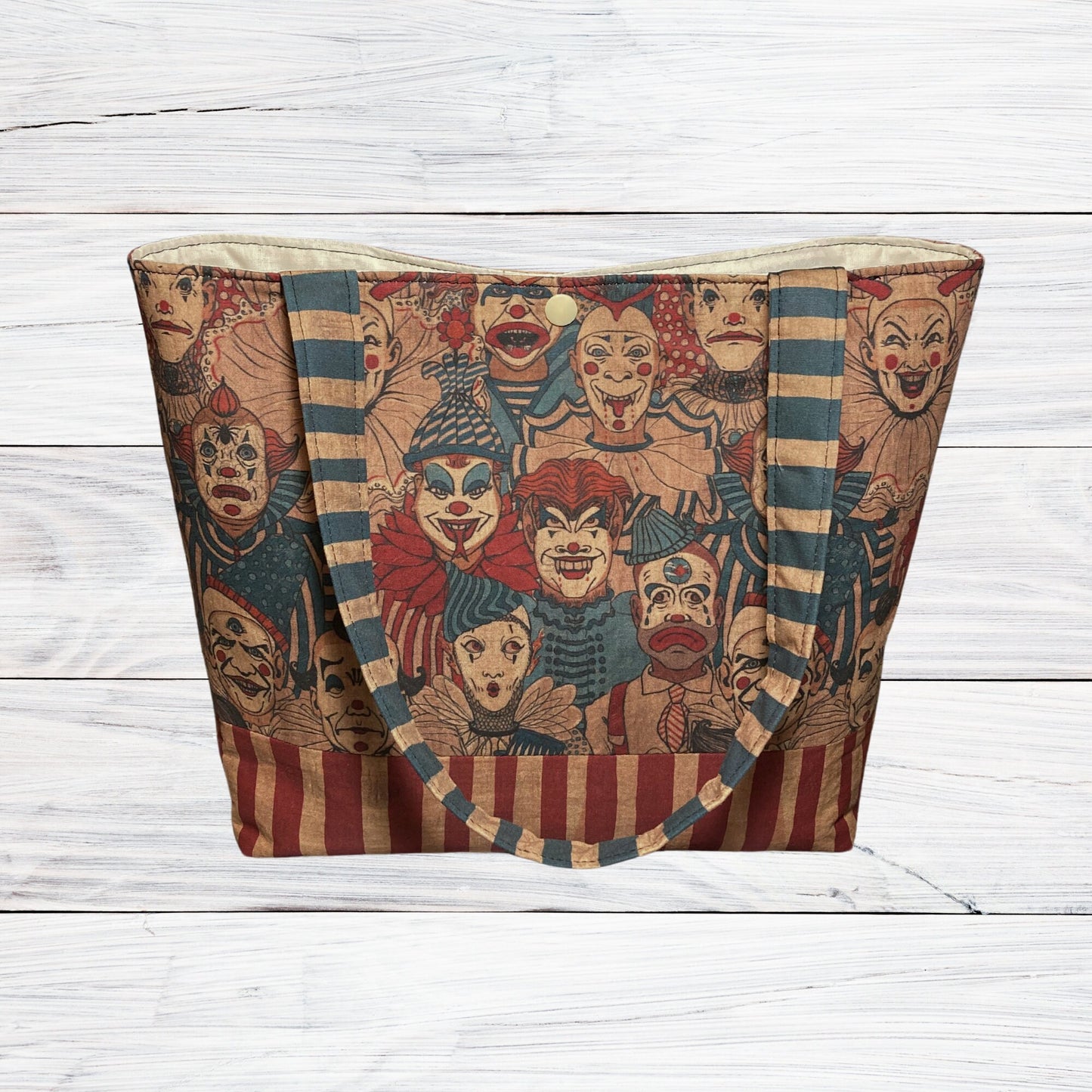 Creepy Clowns Shoulder Bag - BLUE Straps - Handmade Purse