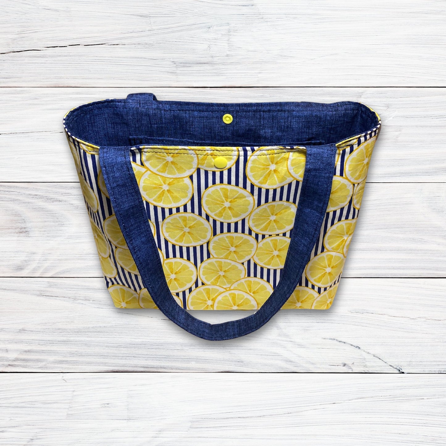 Lemon Blue Stripes Purse Citrus Summer handbag