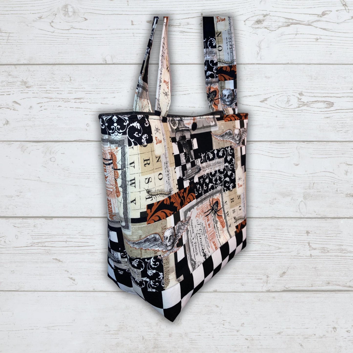 Gothic Scrapbook Handmade fabric purse, shoulder bag