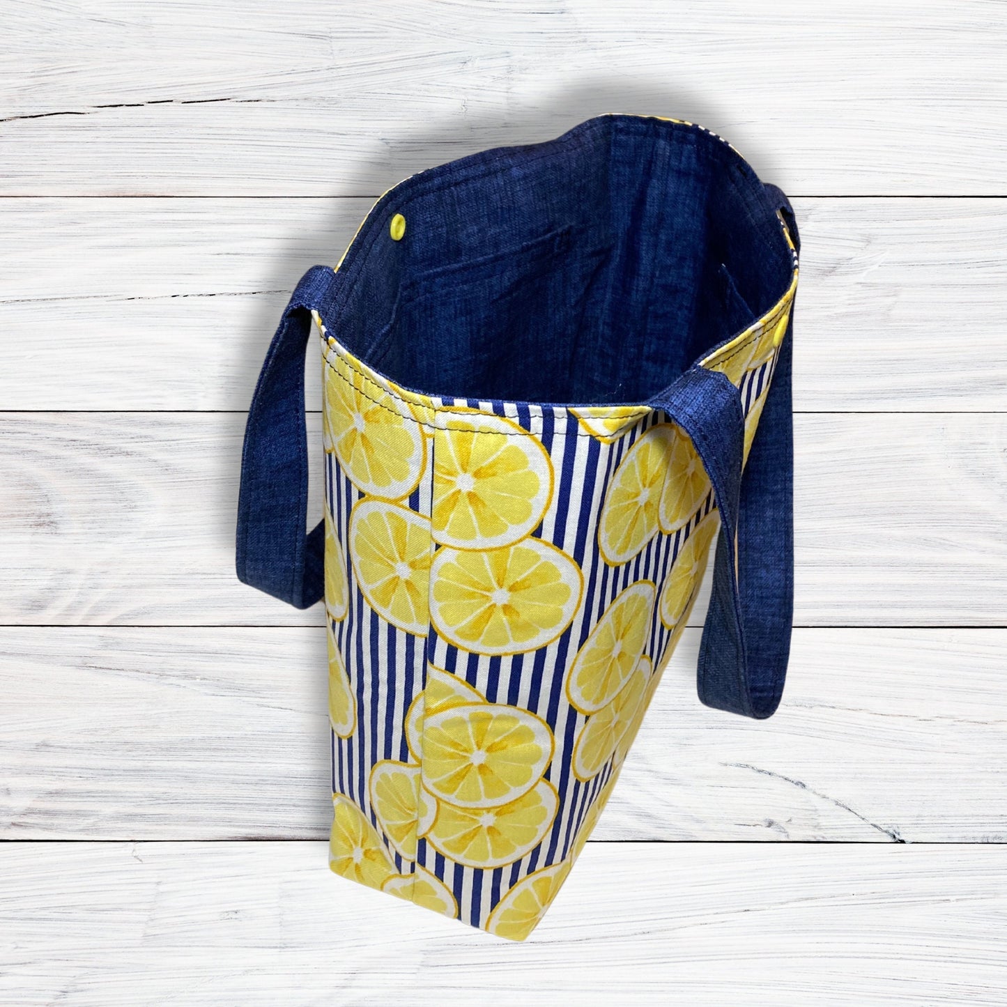 Lemon Blue Stripes Purse Citrus Summer handbag