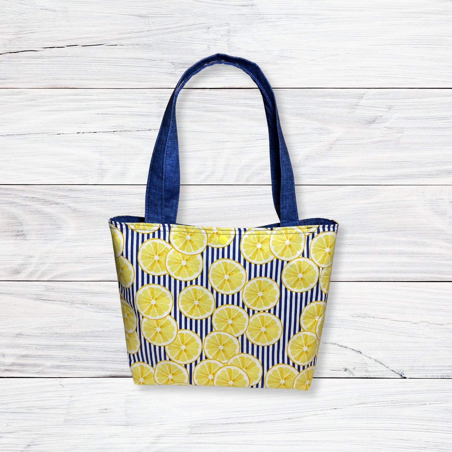 Lemon Blue Stripes Purse Citrus Summer handbag