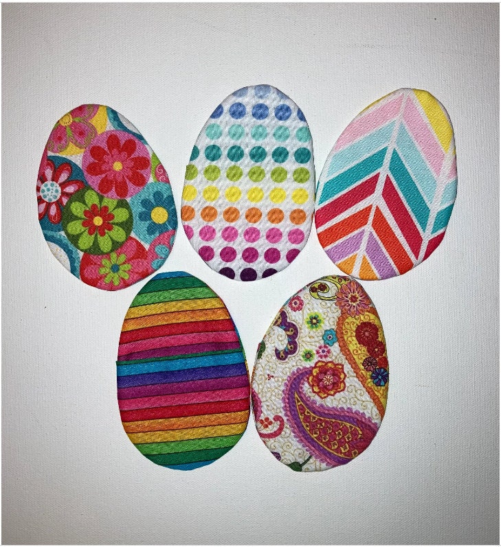 Fabric Easter Eggs Set of 5 Reusable Eco Friendly Handmade Fillable Pocket Eggs, Eggs for Egg Hunt or Gifts, Reusable and Sustainable