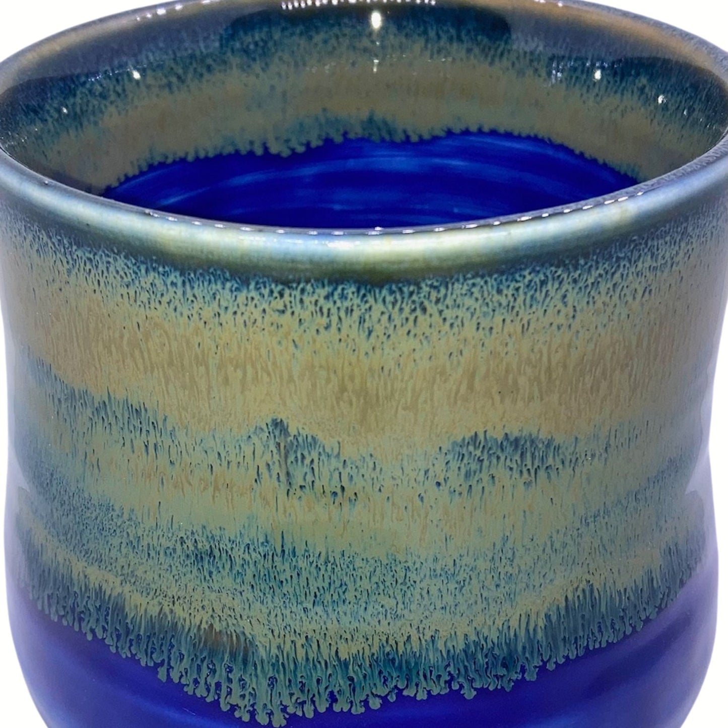 Black, Blue, Carved Tumbler, Handmade Pottery Ceramics