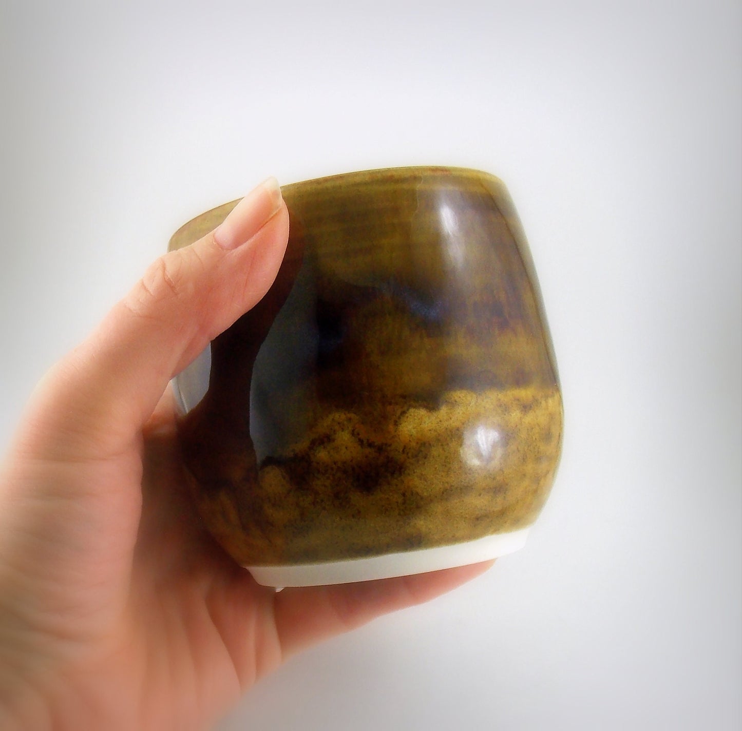 Yunomi Small Porcelain Tea Cup, Brandy Snifter Wine Glass Food Safe High Fire Pottery Made in America