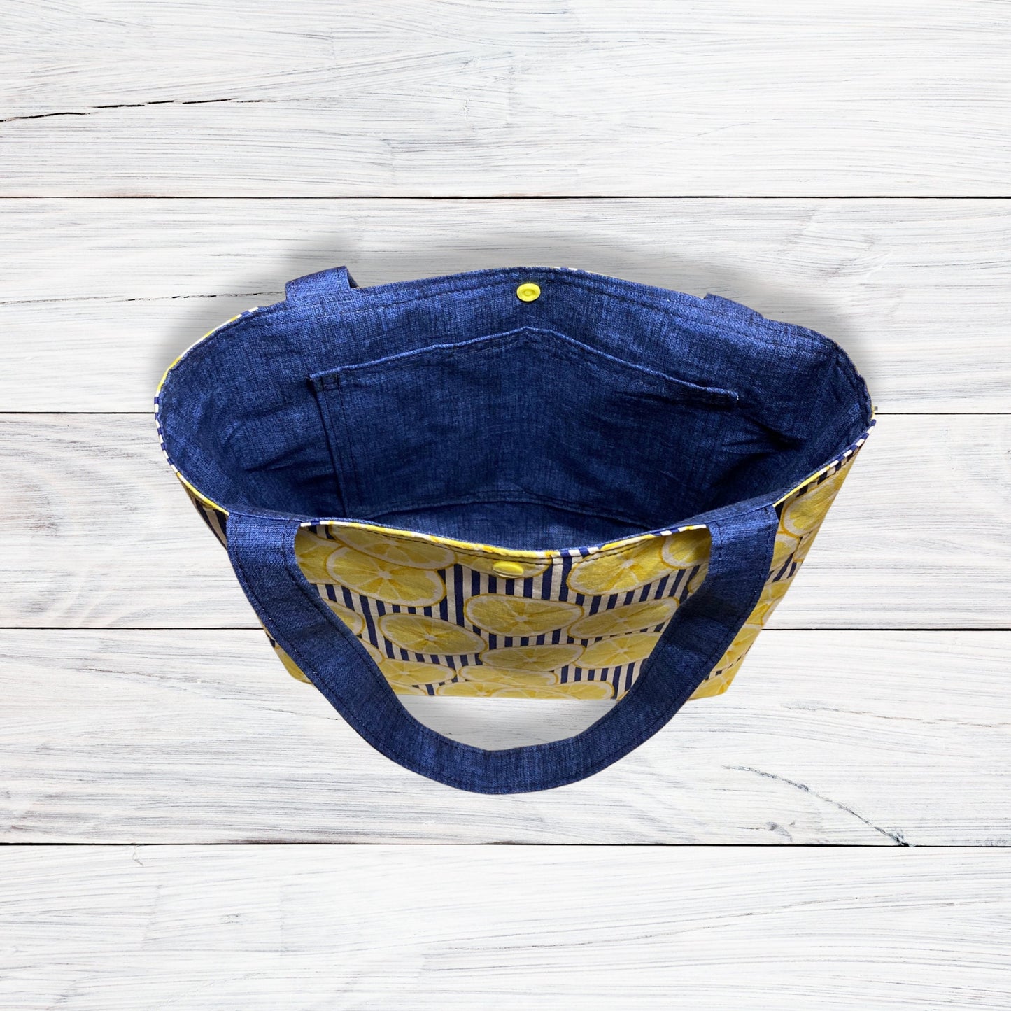 Lemon Blue Stripes Purse Citrus Summer handbag