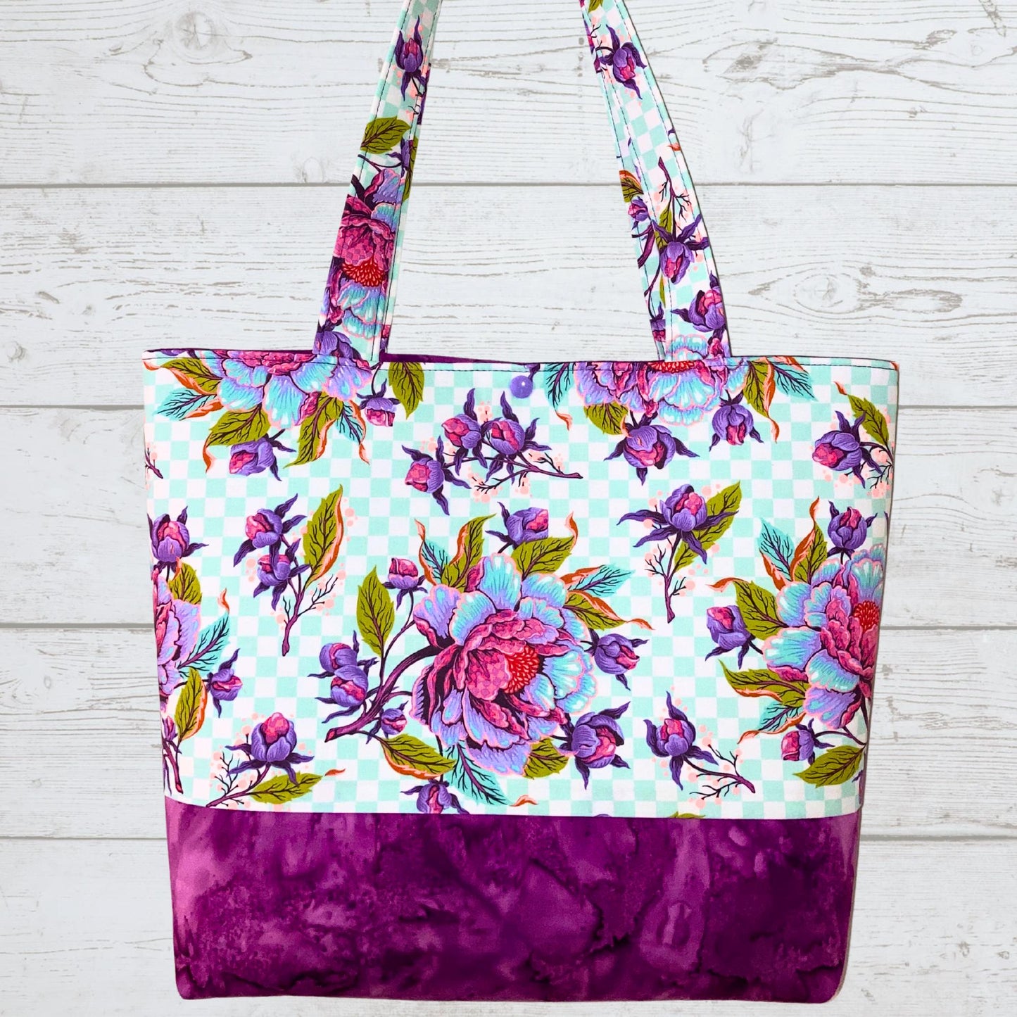 Funky Floral Tote Bag - Purple Pink Blue for Everyday Use