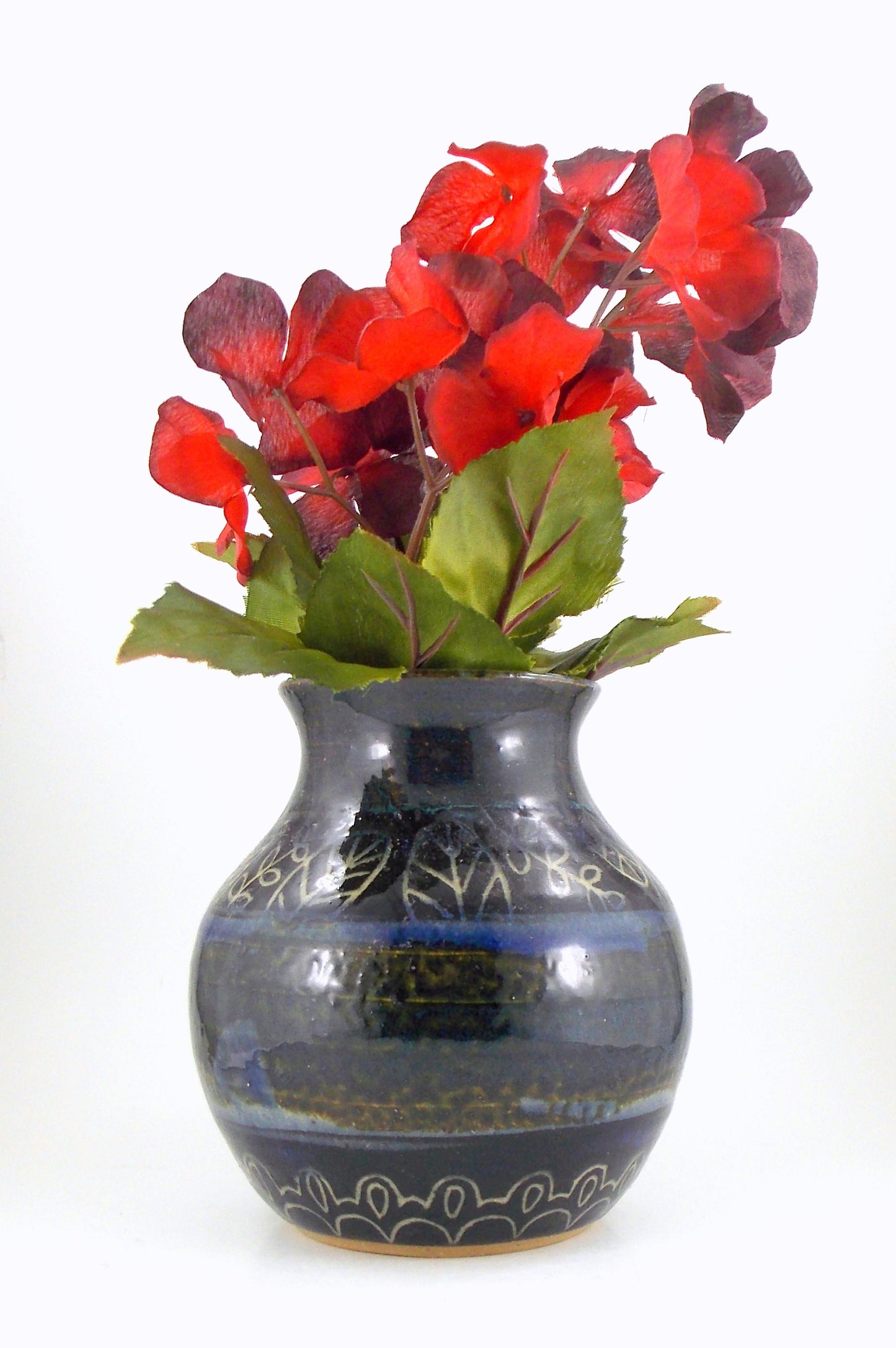 Flower Vase Stoneware Wheel Thrown Vase, Flowers Food Safe High Fire Pottery Made in America