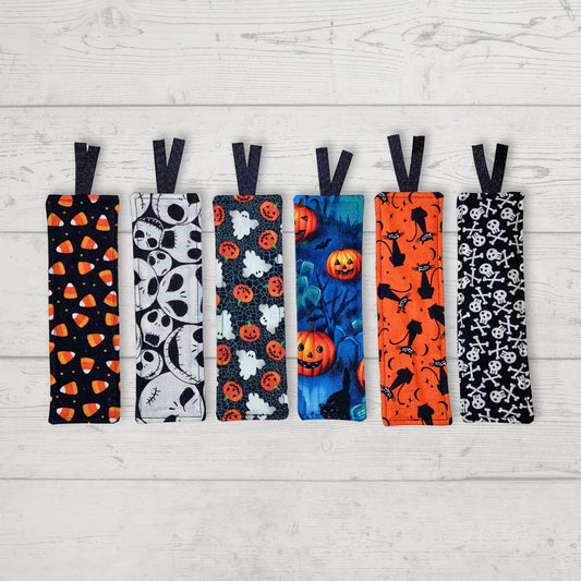 Halloween Fabric Bookmark, Jack, Candy Corn, Ghosts, Skeleton Bones, Book lover, Read, Librarian, Teacher, Grandparent gifts