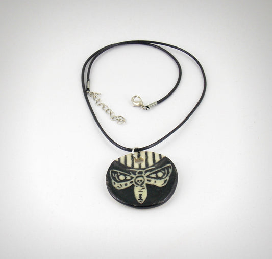 Skeleton Moth Handmade Jewelry Essential Oil Porcelain Pendant