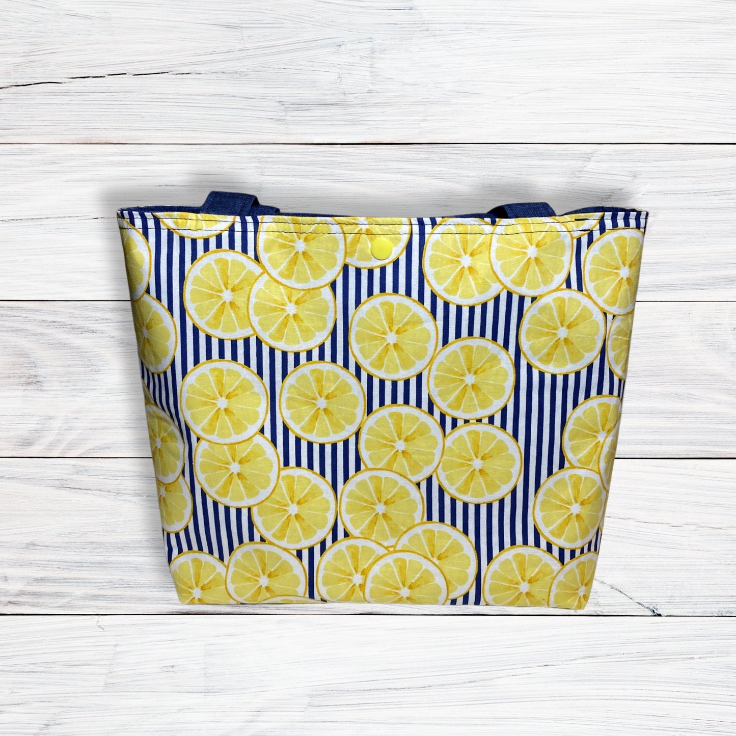 Lemon Blue Stripes Purse Citrus Summer handbag