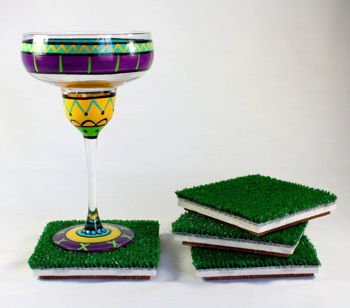 AstroTurf Sports Coasters – Set of 4, Handmade Man Cave Decor