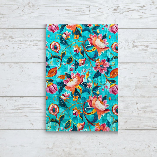 Blue Orange Floral - Adjustable Book Cover