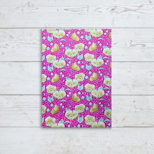 Pink with Yellow Poppies Adjustable Book Cover