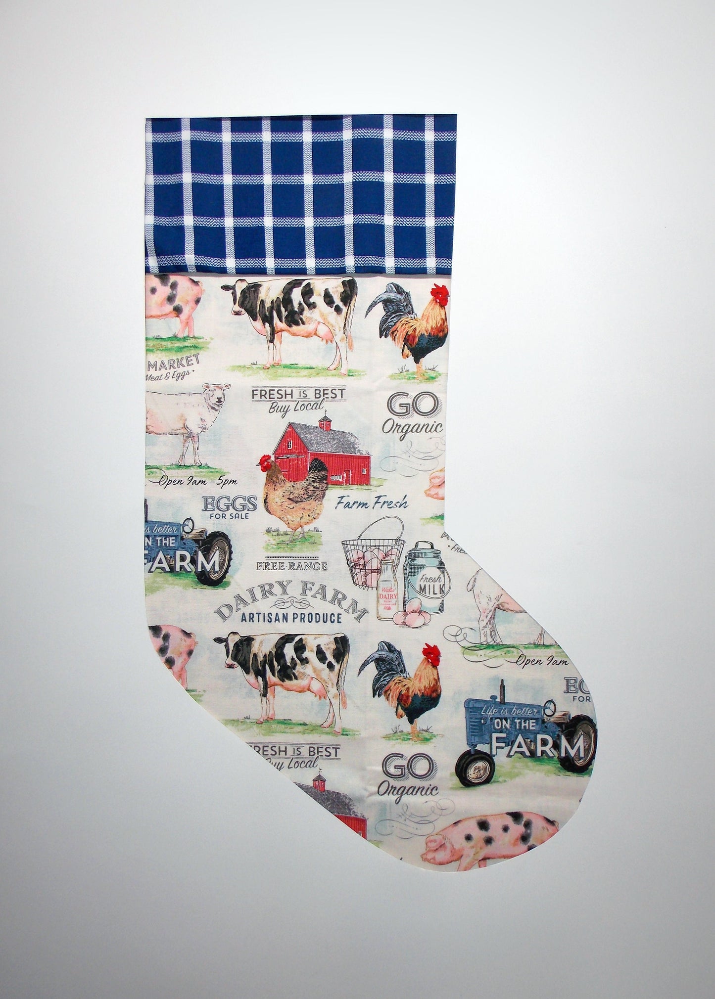 Handmade Christmas Stocking, DAIRY FARM, Farmers, Rustic Farmhouse Cow Ranch Style Decor
