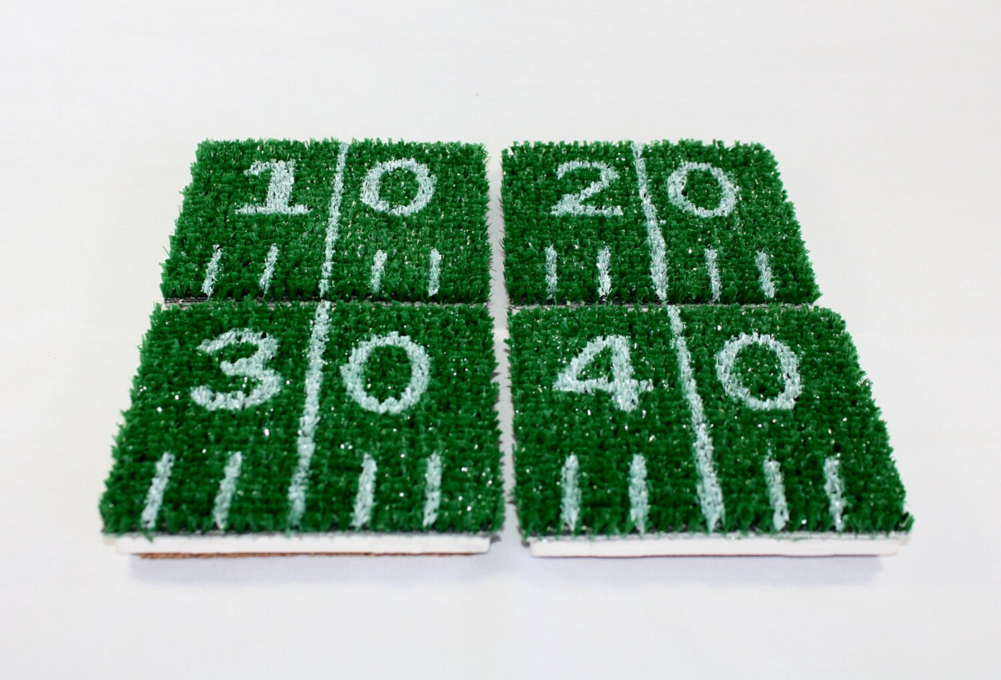 Football Coasters, Astro-Turf, yard lines, SET of FOUR