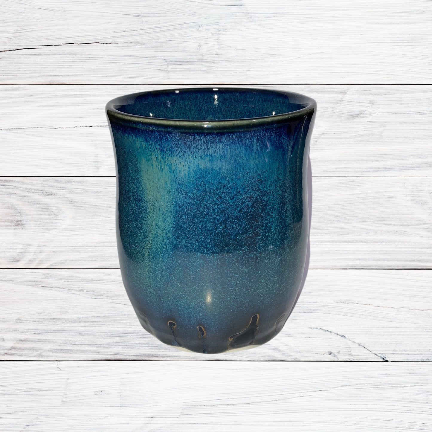 Blue Tumbler Stoneware Cup Hand Thrown on Wheel, , Handmade Kitchenware