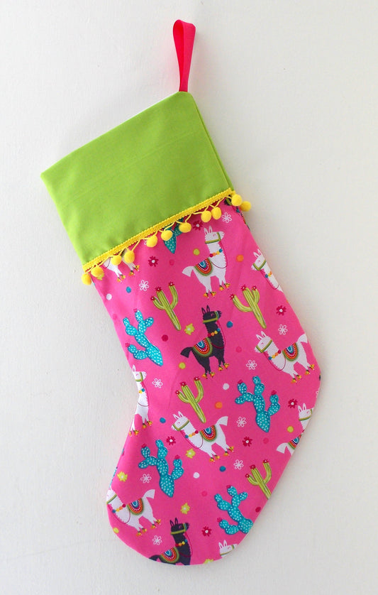 Desert Llama and Cacti Handmade Christmas Stocking