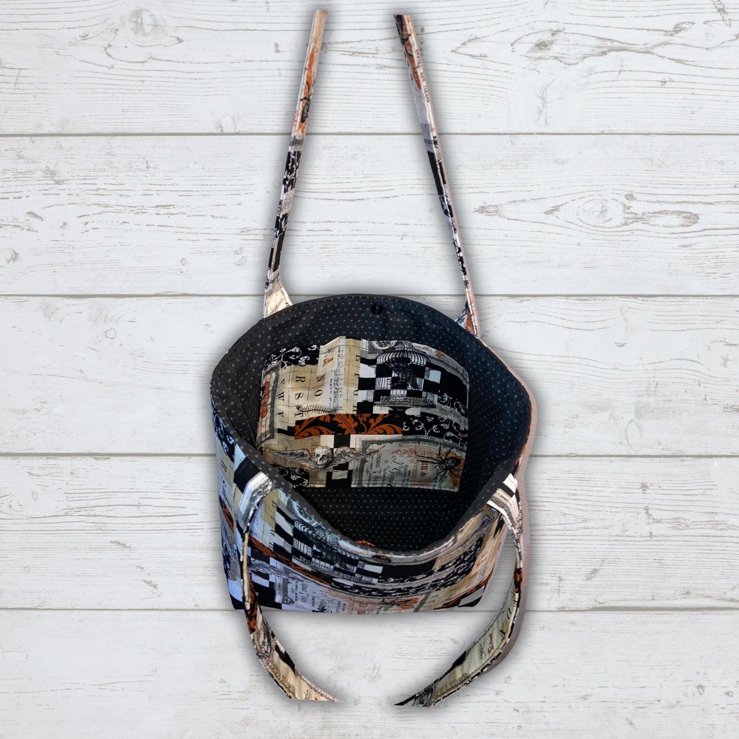 Gothic Scrapbook Handmade fabric purse, shoulder bag