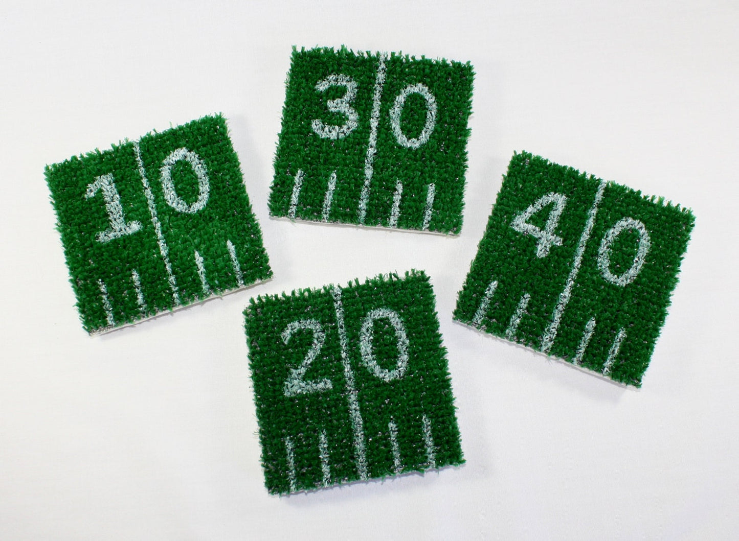 Football Coasters, Astro-Turf, yard lines, SET of FOUR