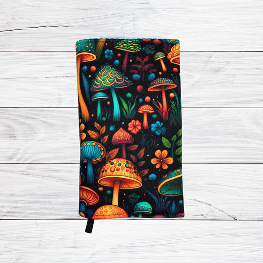 Colorful Mushrooms - Adjustable Fabric Book Cover