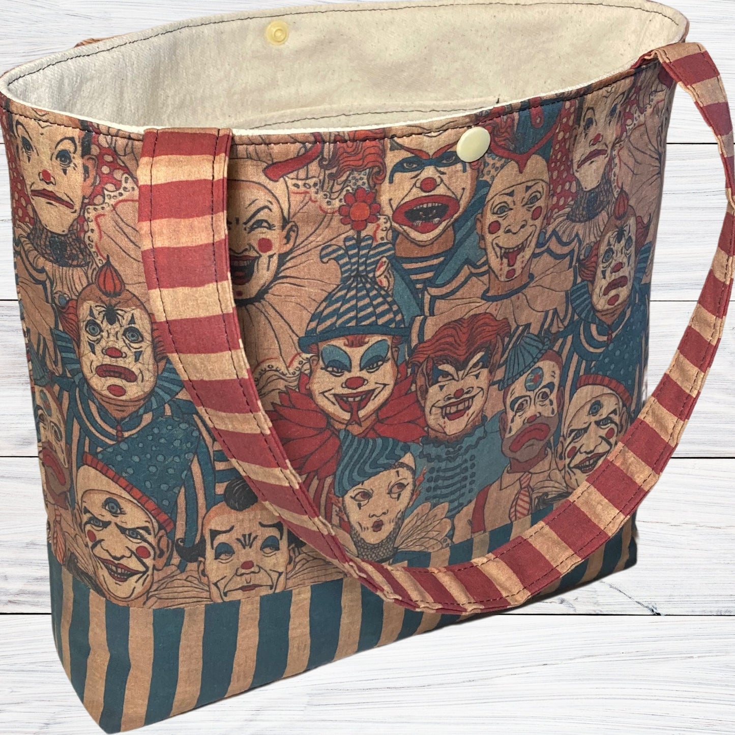 Creepy Clowns Spooky Circus Shoulder Bag - RED straps
