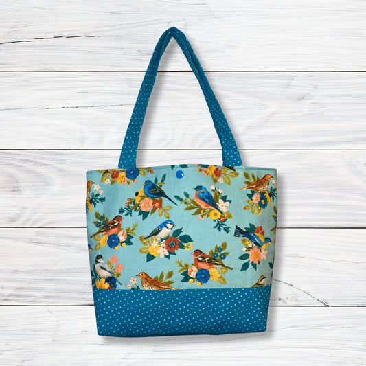 Blue Floral with Birds Purse