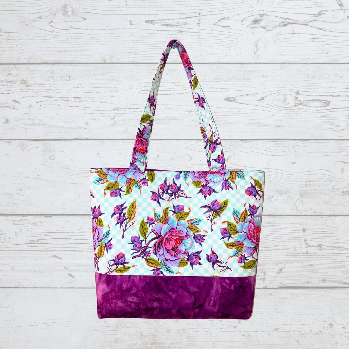 Funky Floral Tote Bag - Purple Pink Blue for Everyday Use