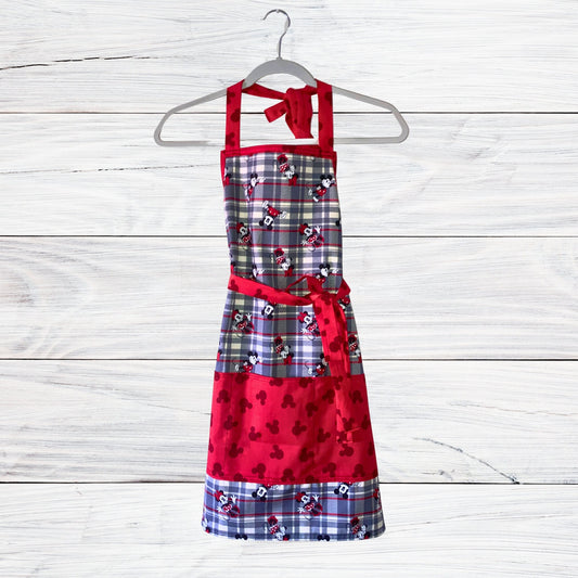 Mickey Fabric Apron, Red Mouse Head Ears pockets and ties,, kitchen cook chef baker mom girlfriend stocking stuffer