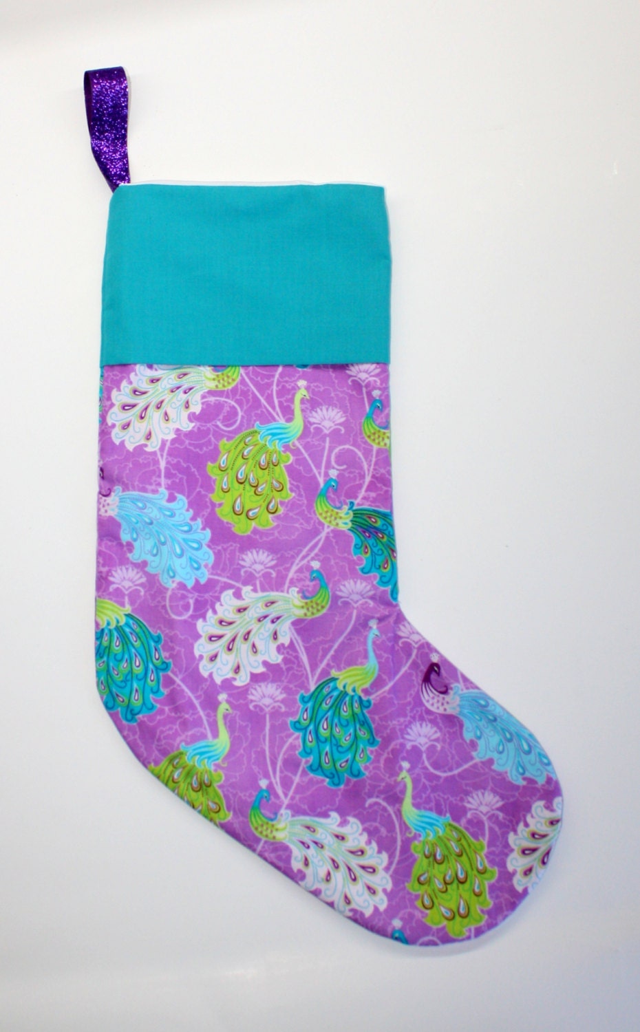 Purple Peacocks Christmas Stocking